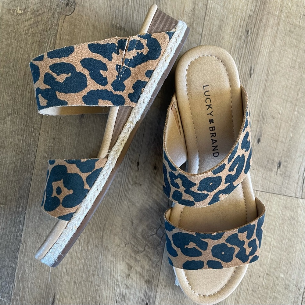 Lucky Brand Leopard Print Sandals - Tan and Black